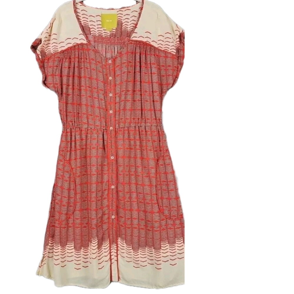 ANTHROPOLOGIE Mauve Dress Flowy Button down Size L